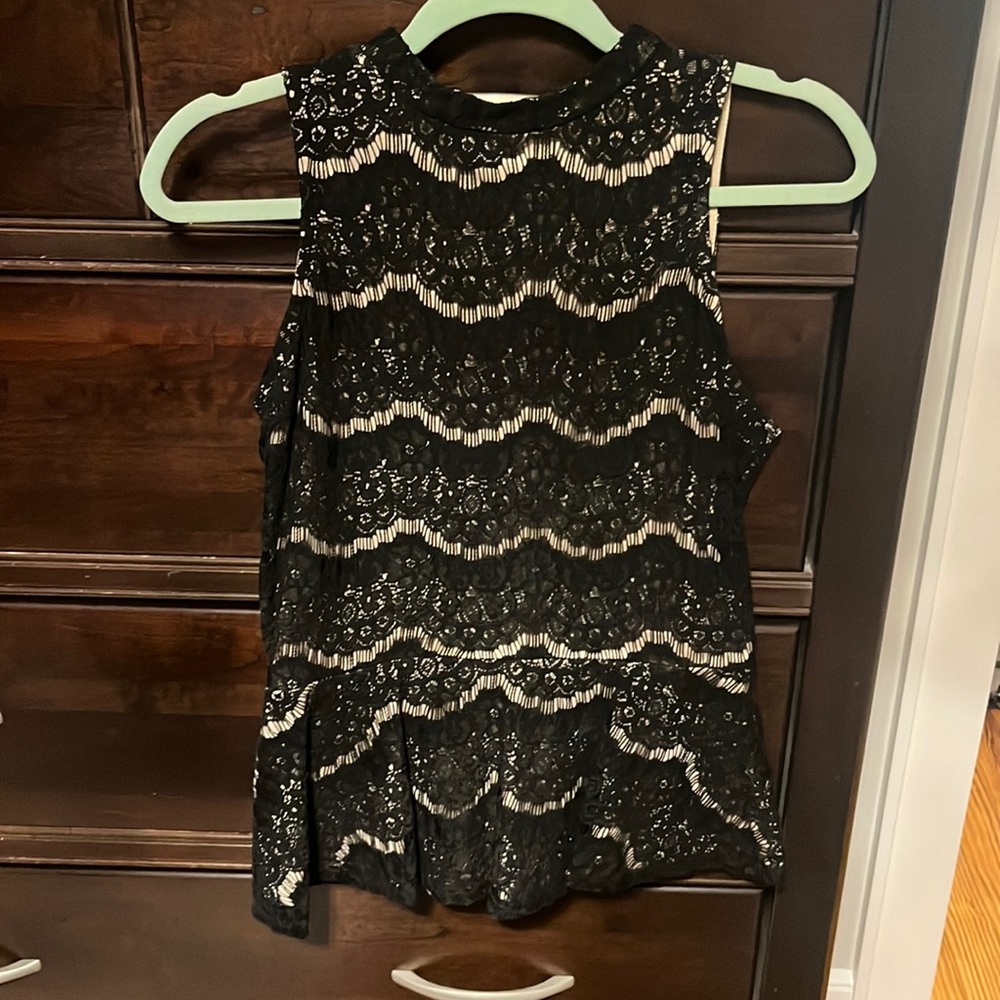 Black lace peplum top. Beautiful.